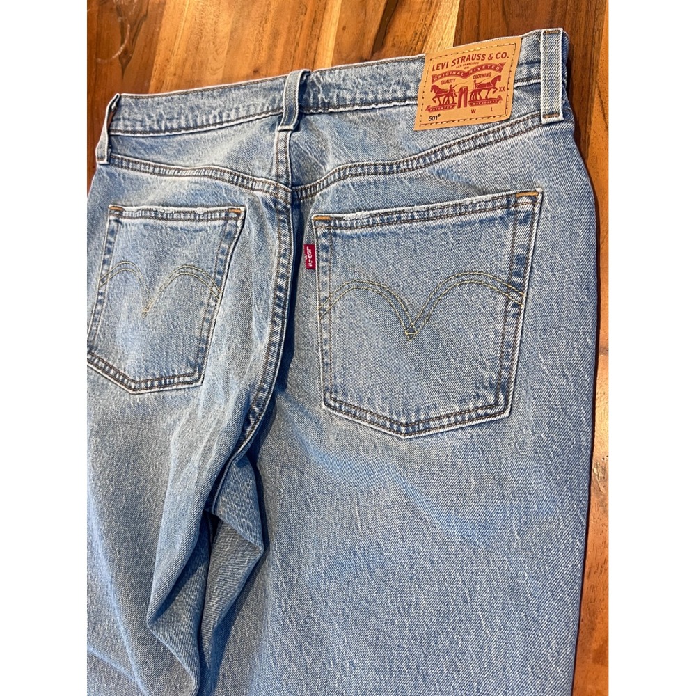 Levis 501 Original Fit Light Wash Straight Leg Button Fly Jeans Mens 32x28